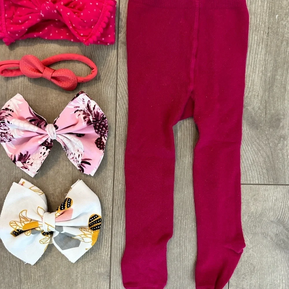 Baby girl hair band now lot and tights/leggings 9 months